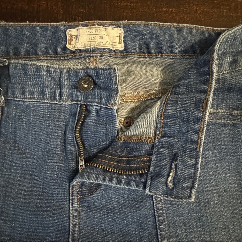 Free People Moto Skinny Distressed Jeans Blue 28 Edgy Biker Utility Denim - Picture 11 of 17